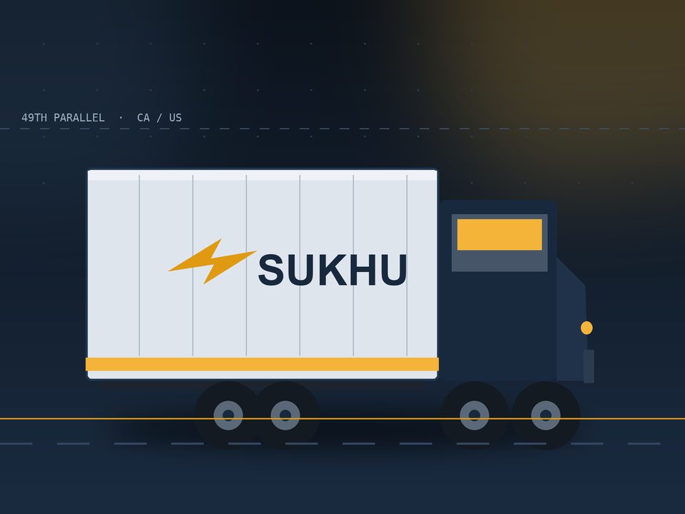 A 53-foot dry van trailer on the road at dusk